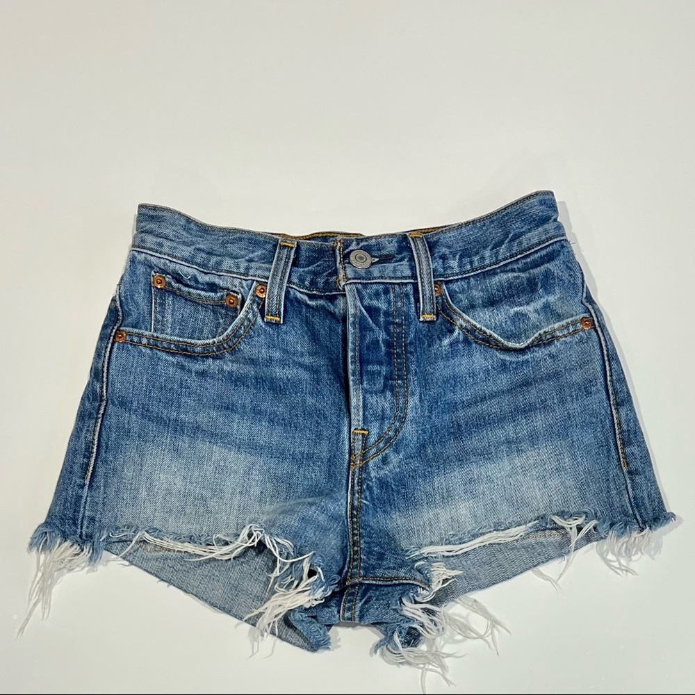 Levi's Distressed Blue Denim Jean Shorts